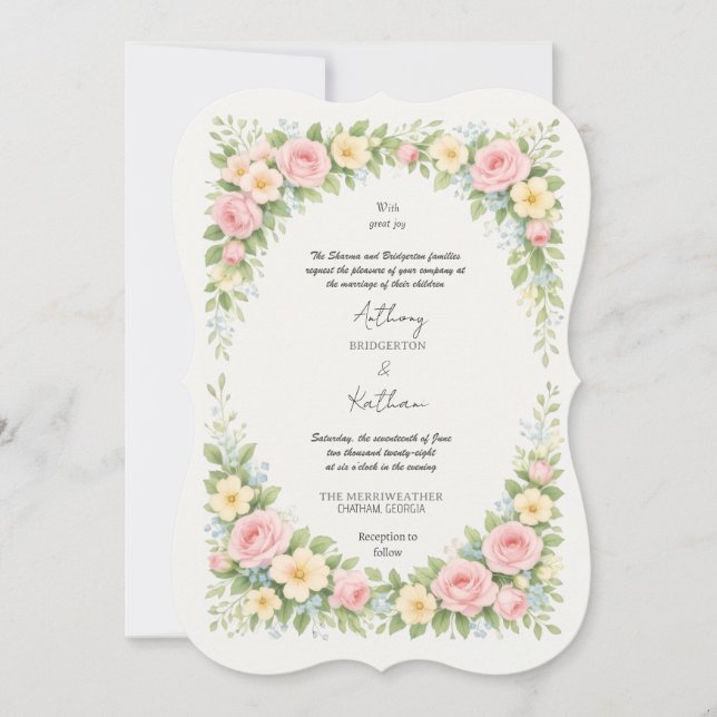 Invitation Mariage de Jardin Régence Glamour par Bridgerton (Devant)