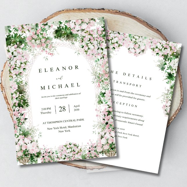 Invitation Mariage de jardin romantique avec arche florale ro (Créateur téléchargé)