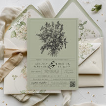 Mariage de jardin romantique floral vintage vert s