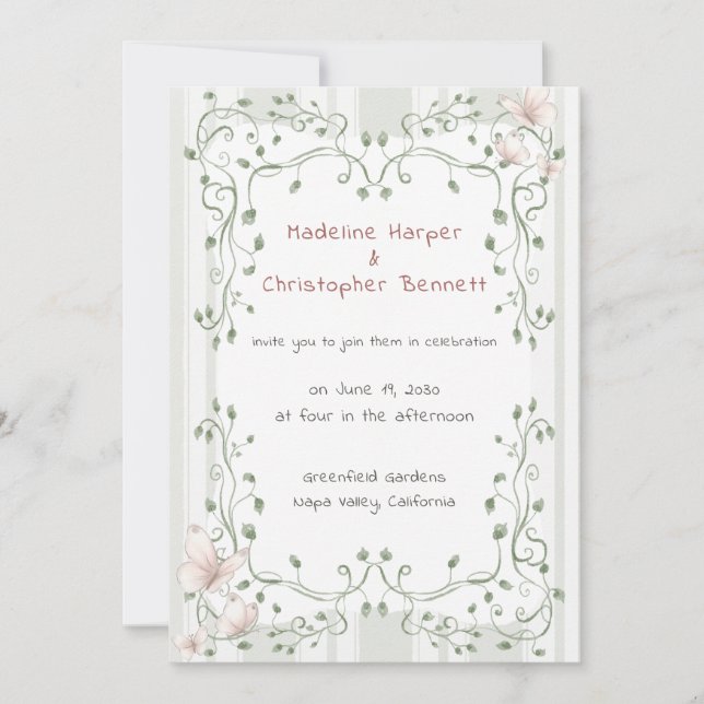 Invitation Mariage de jardin verdoyant et fantaisiste (Devant)