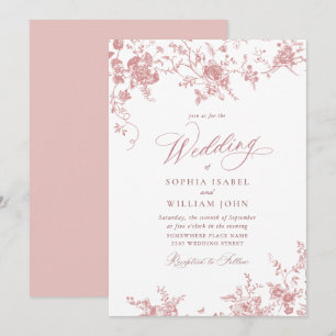 Invitation Mariage de jardin victorien Dusty Blush Rose
