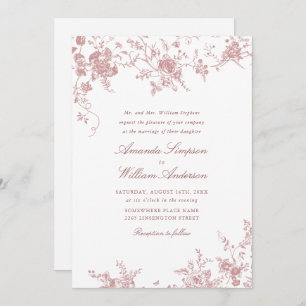 Invitation Mariage de jardin victorien Dusty Blush Rose