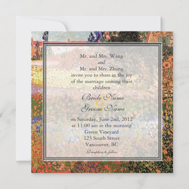 Invitation Mariage de jardin vintage (Devant)