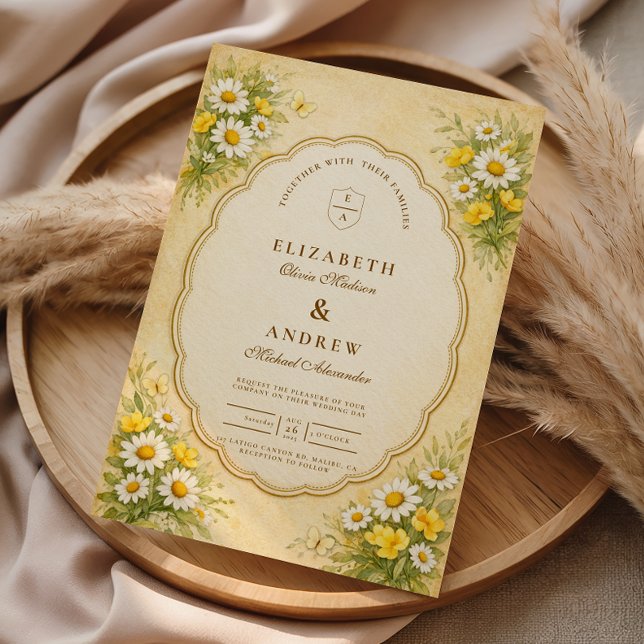 Invitation Mariage de jardin vintage Daisy (Créateur téléchargé)