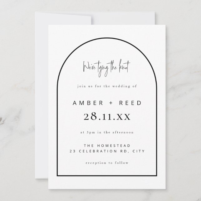 Invitation Mariage de jonction d'arche moderne noir et blanc (Devant)