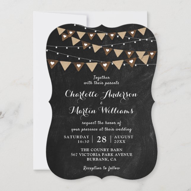 Invitation Mariage de jonction noir Chalkboard (Devant)