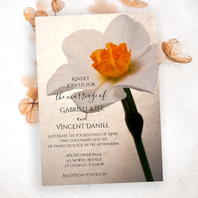 Invitation Mariage de jonquille à ressort blanc (Créateur téléchargé)