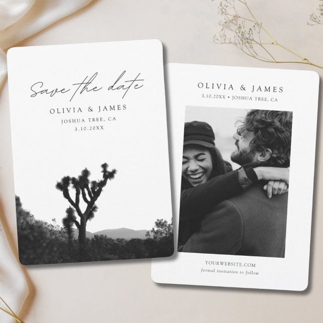 Invitation Mariage de Joshua Tree Enregistrer la date Noir &  (Elegant Joshua Tree Wedding Save the Date Black & White Invitation
)