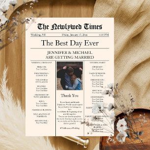 Invitation Mariage de journal traditionnel Vintage beige