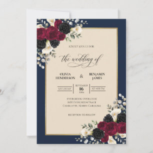 Invitation Mariage de la baie de Bourgogne de minuit