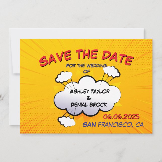 Invitation Mariage de la bande dessinée amusante enregistrer  (Devant)