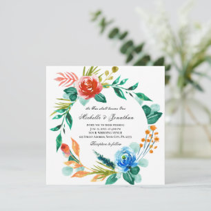 Invitation Mariage de la Bible chrétienne de fleurs bleu rose