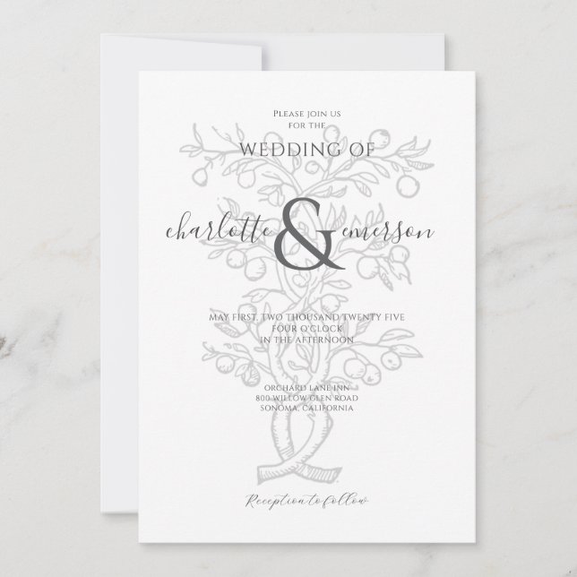 Invitation Mariage de la branche Arbre Fruit (Devant)
