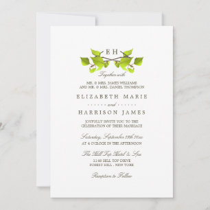 Invitation Mariage de la branche de l'arbre de bouleau monogr