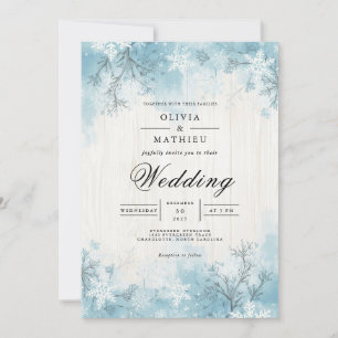 Invitation Mariage de la Branche d'hiver bleu givré