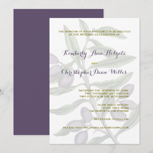 Invitation Mariage de la branche d'olivier  Purple vert