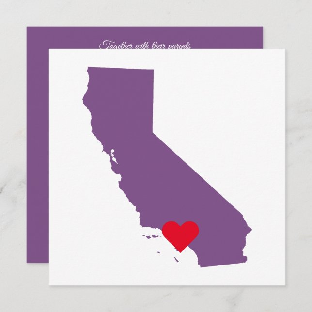 Invitation Mariage de la Californie pourpre (Devant / Derrière)