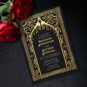 Invitation Mariage de la cathédrale gothique d'or Vampire
