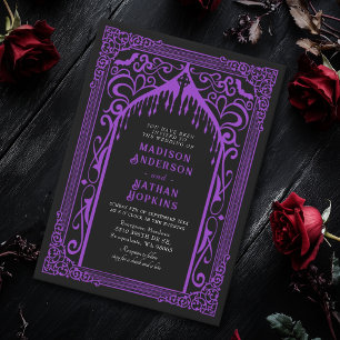 Invitation Mariage de la cathédrale gothique violet Vampire