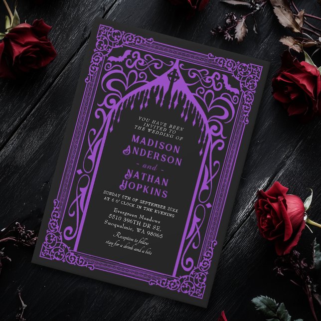Invitation Mariage de la cathédrale gothique violet Vampire (Créateur téléchargé)
