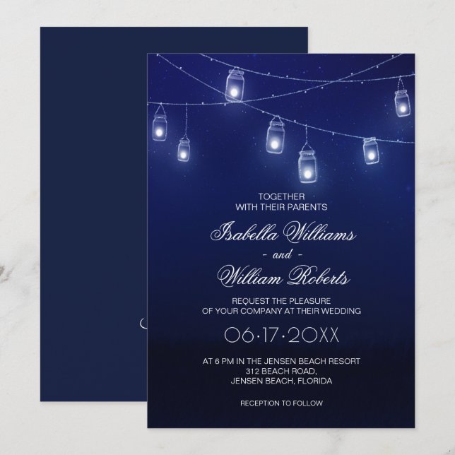 Invitation Mariage de la chaîne marine Blue & Silver Mason Ja (Devant / Derrière)