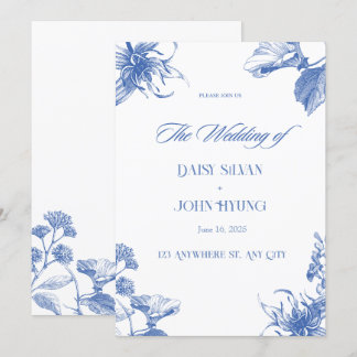 Invitation Mariage de la Chinoiserie bleu et blanc de la Mari