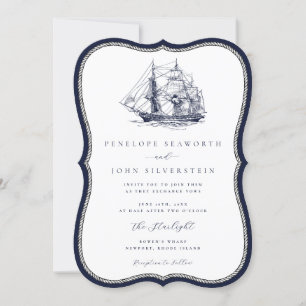 Invitation Mariage de la corde de la Marine de navire nautiqu
