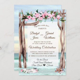 Invitation Mariage de la côte du golfe du Driftwood Arbour