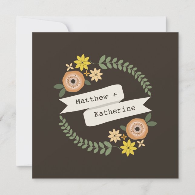 Invitation Mariage de la couronne de fleurs d'automne des par (Devant)