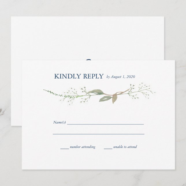 Invitation Mariage de la couronne de gitypsophila RSVP (Devant / Derrière)