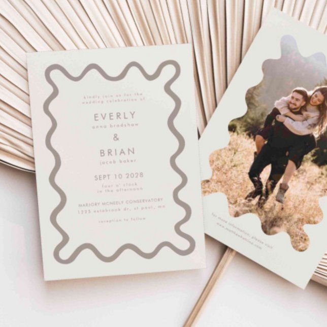 Invitation Mariage de la crème de trait à main glissante (Créateur téléchargé)