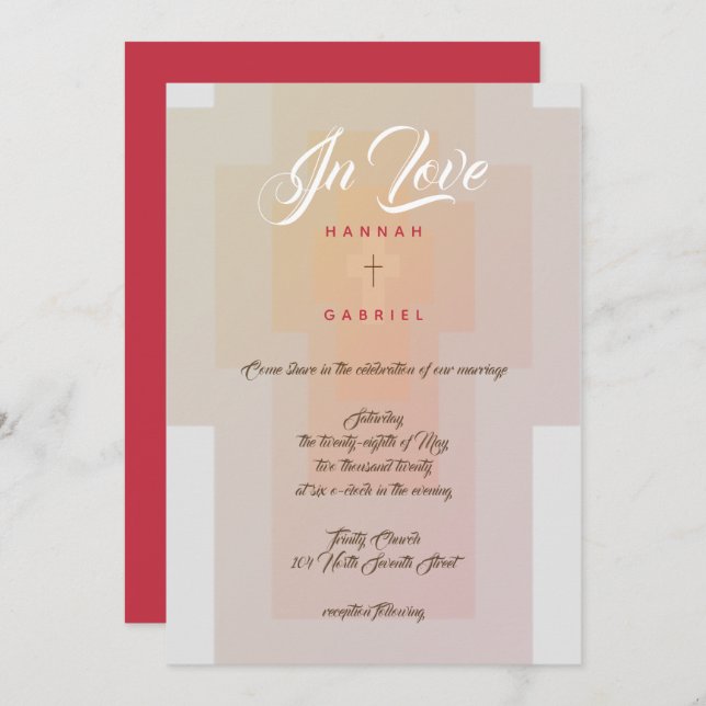 Invitation Mariage de la Croix-chrétienne (Devant / Derrière)