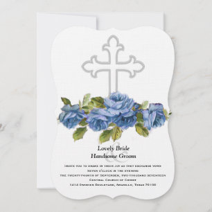 Invitation Mariage de la Croix-Chrétienne des Roses bleus