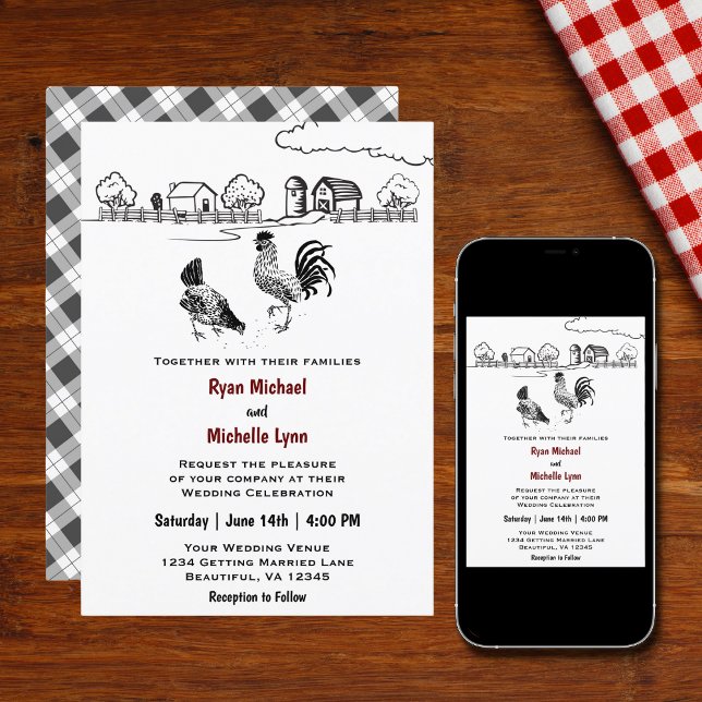 Invitation Mariage de la ferme de poulet et de poulet (Créateur téléchargé)