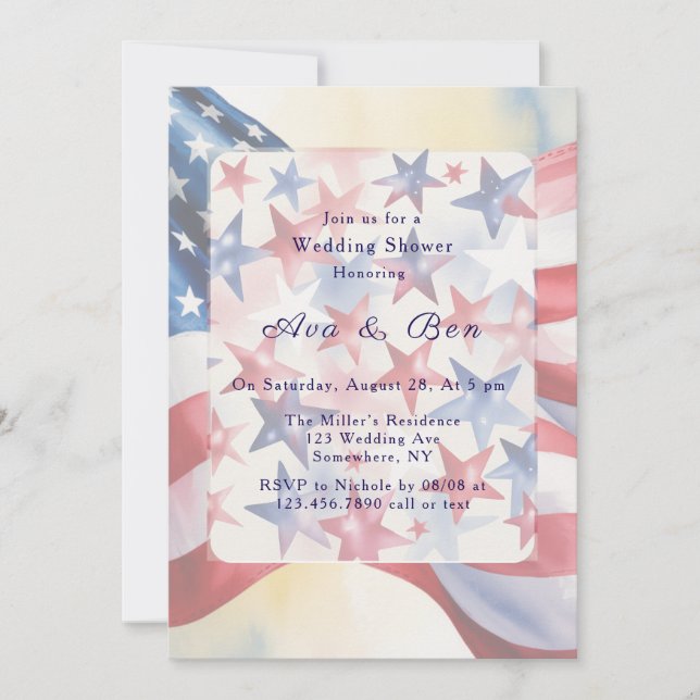 Invitation Mariage de la fête du 4 juillet sous forme de douc (Devant)