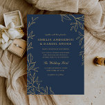 Invitation Mariage de la feuille de bleu bleu marine<br><div class="desc">Présentez votre journée spéciale avec un faire-part de mariage en feuille minimal mais élégant. Dotée d'un design raffiné aux délicats accents de feuilles, cette invitation allie simplicité et beauté naturelle, parfaite pour les couples qui apprécient l'élégance sobre. L'aménagement propre et moderne offre un aspect sophistiqué tout en gardant l'accent sur...</div>