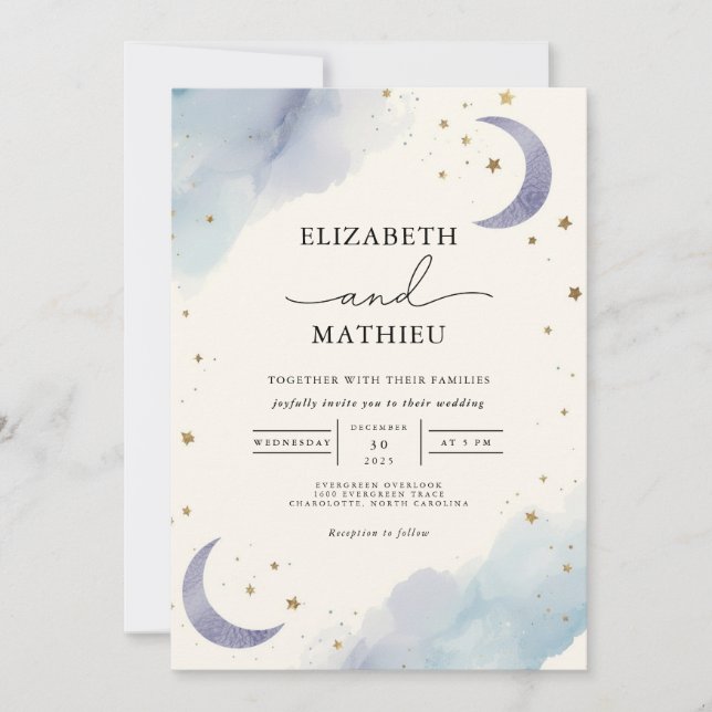 Invitation Mariage de la fleur de rêve céleste (Devant)