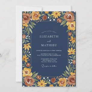 Invitation Mariage de la fleur sauvage de moutarde de minuit