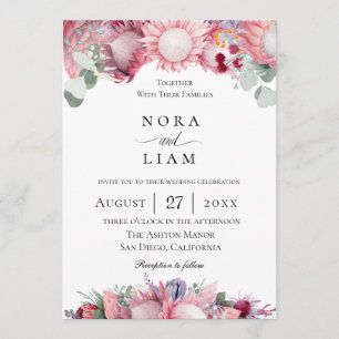 Invitation Mariage de la floraison du Protea exotique