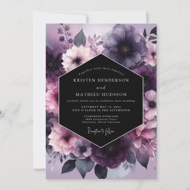 Invitation Mariage de la Floraison Nocturne du Prunier (Devant)