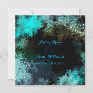 Invitation Mariage de la forêt bleu turquoise