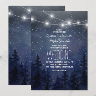 Invitation Mariage de la forêt de ciel de nuit rustique   Lum