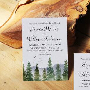 Invitation Mariage de la forêt de pin rustique