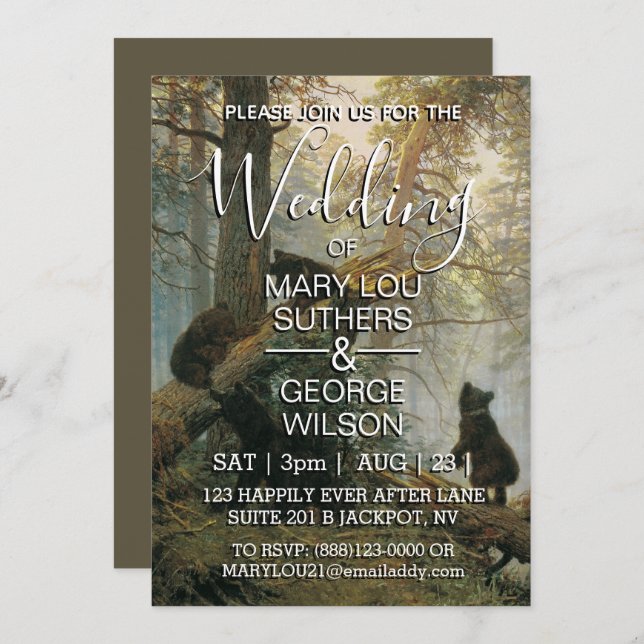 Invitation Mariage de la forêt de pins (Devant / Derrière)