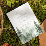 Invitation Mariage de la forêt de pins sauvages<br><div class="desc">Elégante aquarelle Pine Tree Forest Scène,  faire-part de mariage. L'invitation présente un style design typographique chic mélange de calligraphie et de type audacieux. Coordination de l'appui vert foncé de la forêt émeraude.</div>