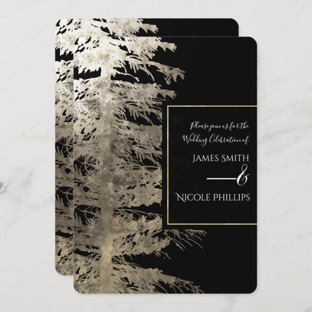 Invitation Mariage de la forêt rustique de l'arbre à glace no (Devant / Derrière)