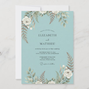 Invitation Mariage de la Fougère Peinte Aqua