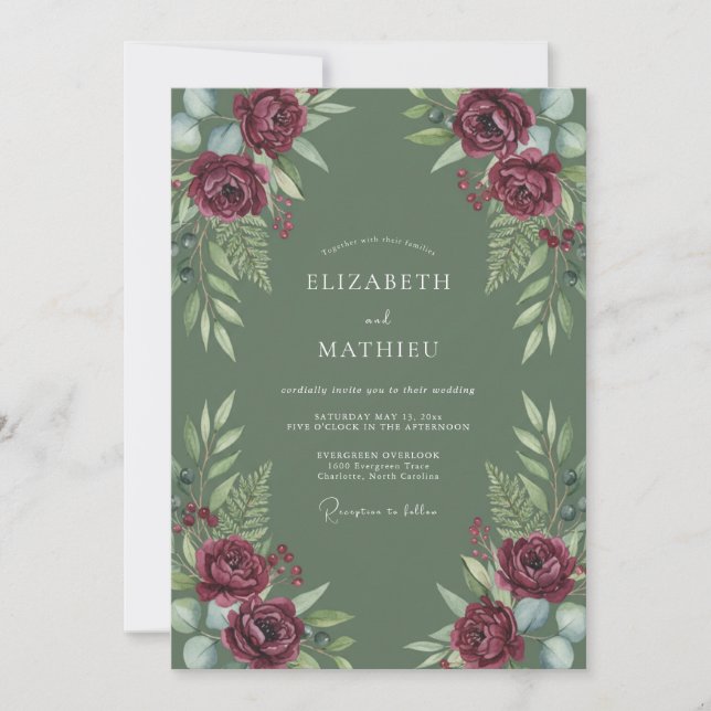 Invitation Mariage de la Fougère Rouge de Mousse (Devant)