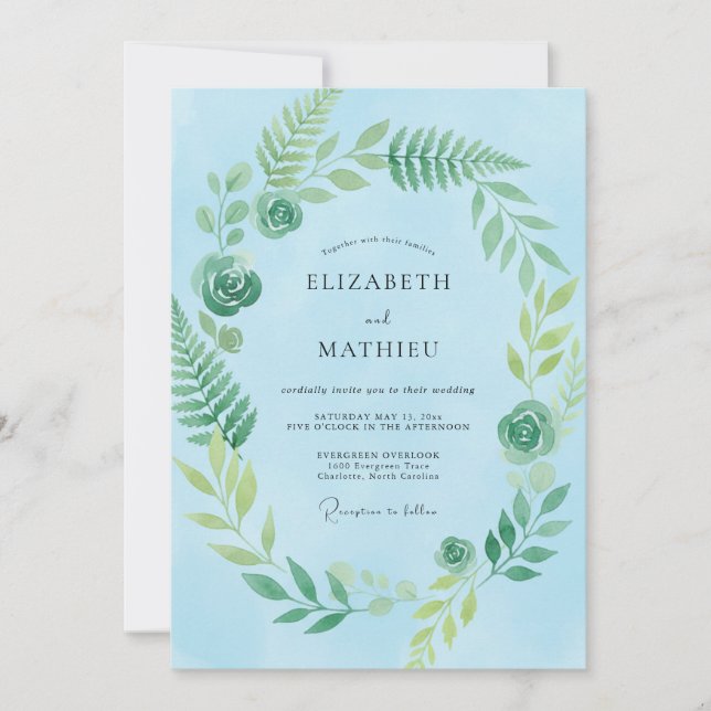 Invitation Mariage de la Fougère Sage du Ciel (Devant)