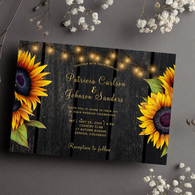 Invitation Mariage de la grange de tournesol rustique (Créateur téléchargé)